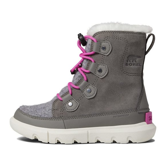 NEW Sorel Size 10 Kids Waterproof Explorer Faux Fur Lined Boot - Quarry - Picture 3 of 6